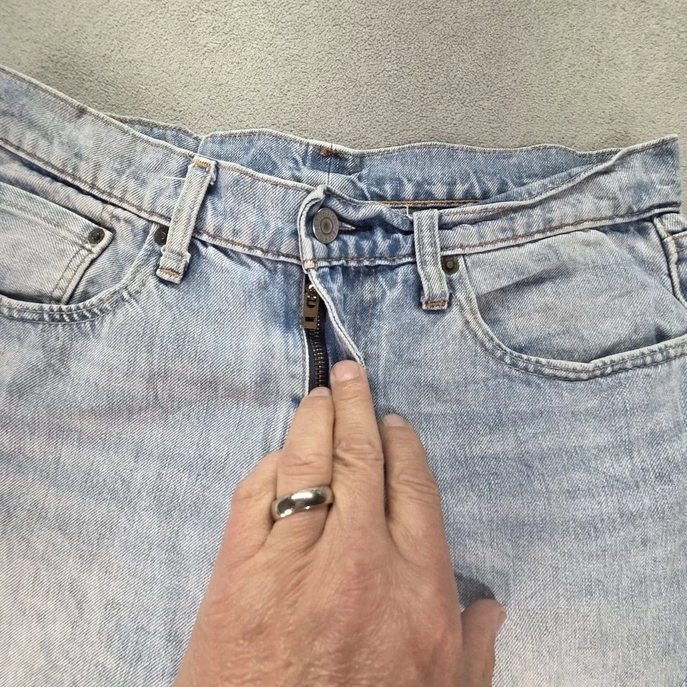 Levis 502 Jeans Mens Selvedge‎ Med Wash Tapered Whiskers Honeycomb Fits 30x26